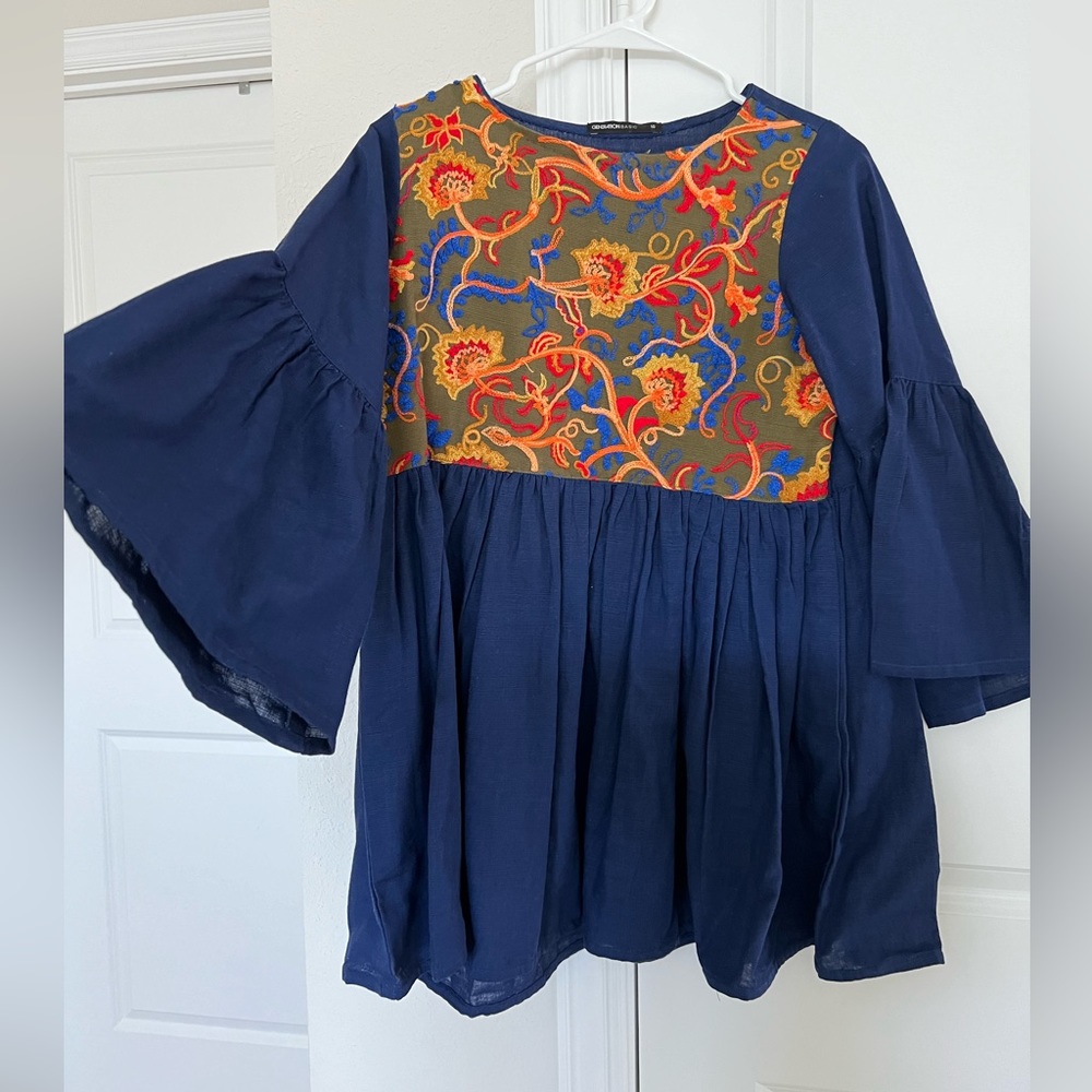 Blue embroidered kurta top